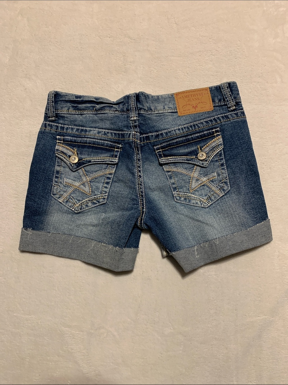 Amethyst Jeans distressed  Blue Denim raw hem Shorts size 9